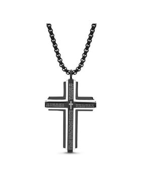 RoseCharm Beautiful Stainless Steel Polished /& Yellow IP-Plated Crucifix Necklace